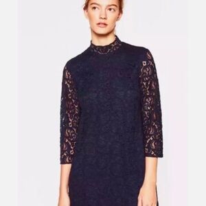 Zara navy blue lace shift dress size small